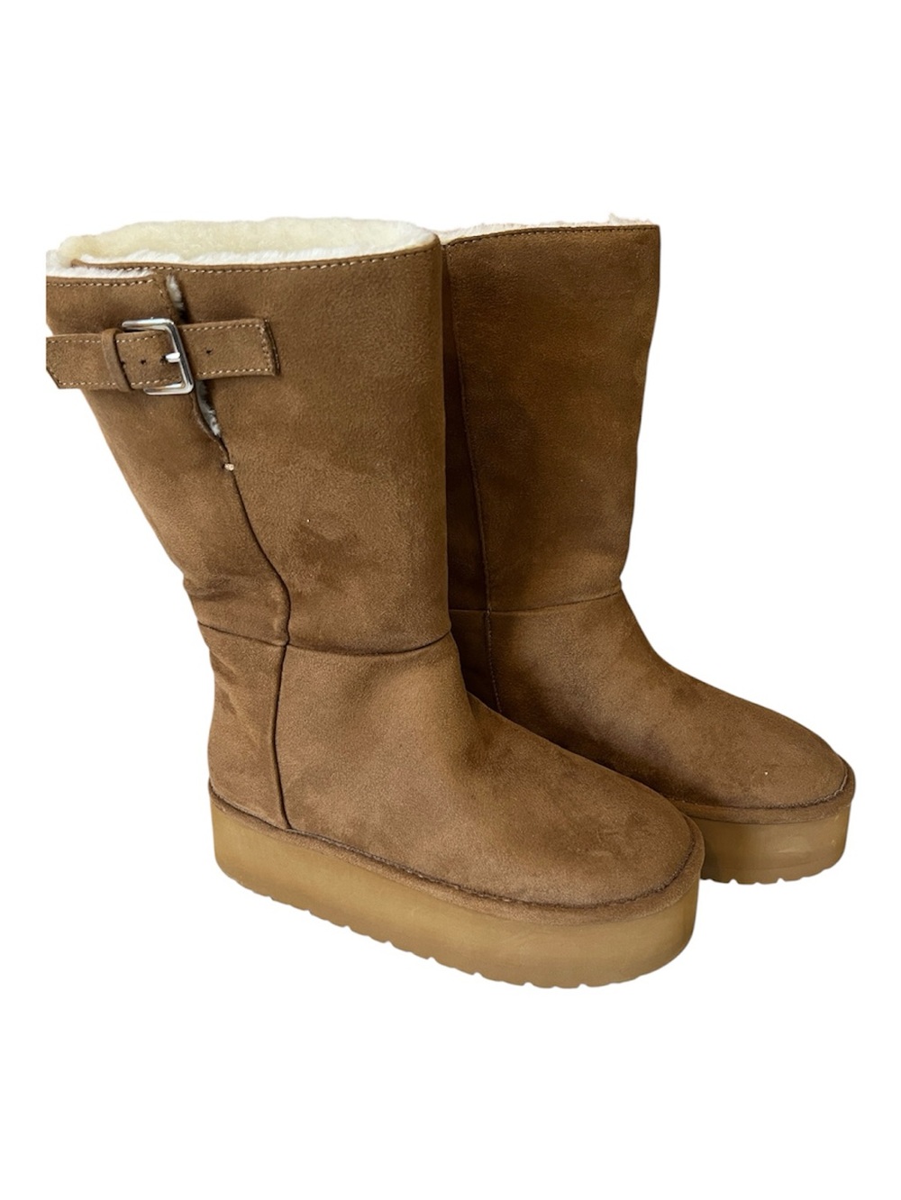 Madden Girl Eclipsed Chestnut Faux Suede Platform Winter Boots - Women size 6